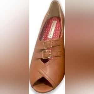 Mod cloth But Another Innocent Tale Brown, Retro, Peep Toe Shoes
